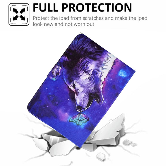 For Amazon Fire Max 11 2023 Colored Drawing Smart Leather Tablet Case(Butterfly Wolf)