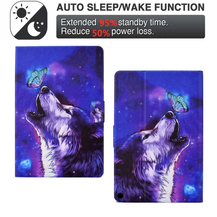 For Amazon Fire Max 11 2023 Colored Drawing Smart Leather Tablet Case(Butterfly Wolf)