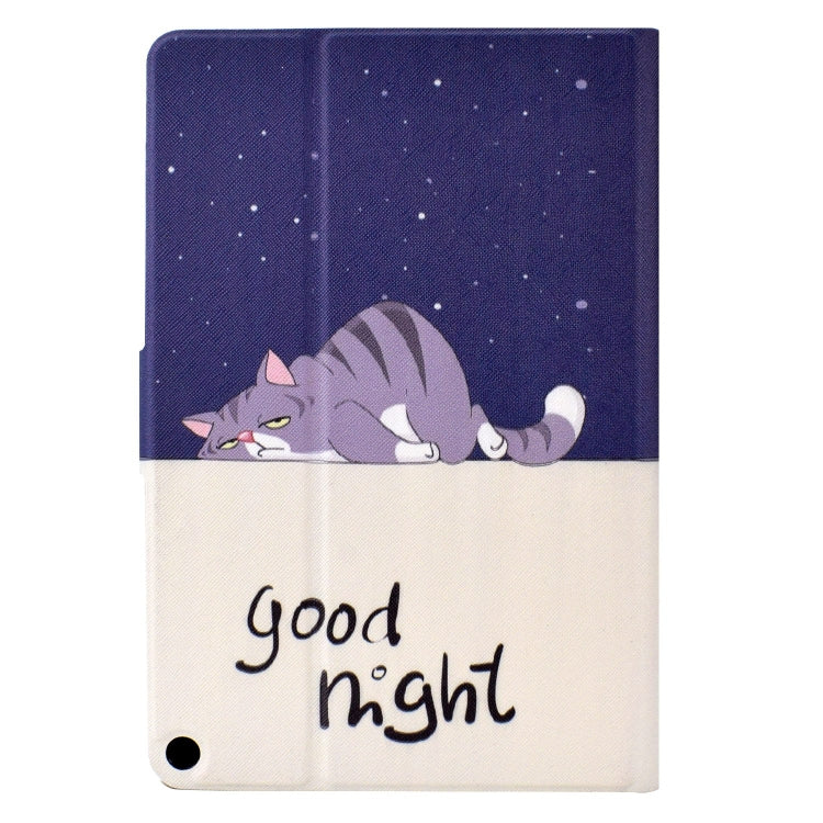 For Amazon Fire Max 11 2023 Colored Drawing Smart Leather Tablet Case(Lazy Cat)