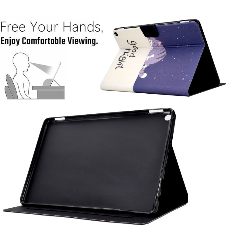 For Amazon Fire Max 11 2023 Colored Drawing Smart Leather Tablet Case(Lazy Cat)