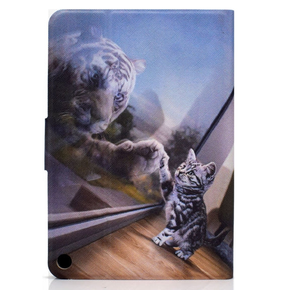 For Amazon Fire Max 11 2023 Colored Drawing Smart Leather Tablet Case(Cat Tiger)