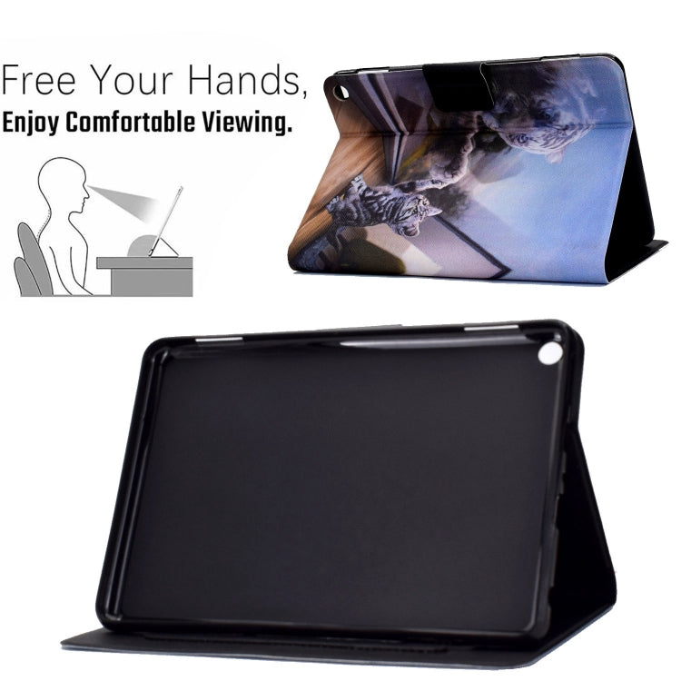 For Amazon Fire Max 11 2023 Colored Drawing Smart Leather Tablet Case(Cat Tiger)