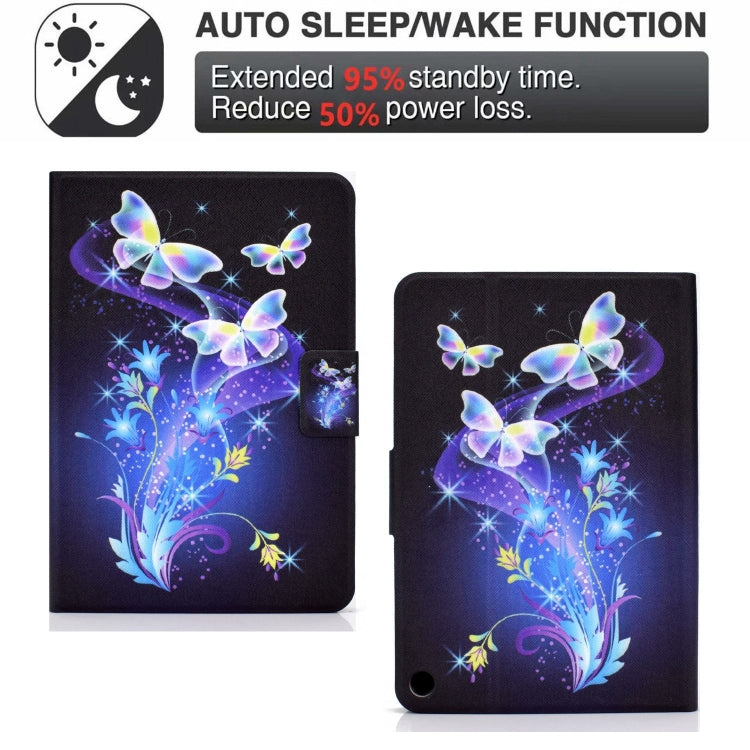For Amazon Fire Max 11 2023 Colored Drawing Smart Leather Tablet Case(Butterfly Flower)
