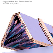 For OPPO Find N2 Flip Plated Plain Leather Folding Phone Case with Hinge(Purple)