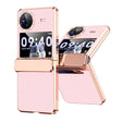 For vivo X Flip Plated Plain Leather Folding Phone Case with Hinge(Pink) - vivo Cases by PMC TechLife | Online Shopping South Africa | PMC TechLife