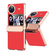 For vivo X Flip Plated Plain Leather Folding Phone Case with Hinge(Red) - vivo Cases by PMC TechLife | Online Shopping South Africa | PMC TechLife