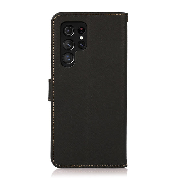 For Samsung Galaxy S24 Ultra KHAZNEH Custer Genuine Leather RFID Phone Case(Black)