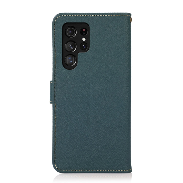 For Samsung Galaxy S24 Ultra KHAZNEH Custer Genuine Leather RFID Phone Case(Green)