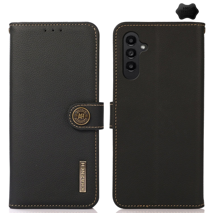 For Samsung Galaxy S24+ KHAZNEH Custer Genuine Leather RFID Phone Case(Black)