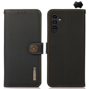 For Samsung Galaxy S24+ KHAZNEH Custer Genuine Leather RFID Phone Case(Black)