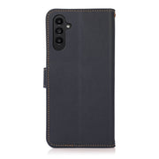 For Samsung Galaxy S24+ KHAZNEH Custer Genuine Leather RFID Phone Case(Blue)