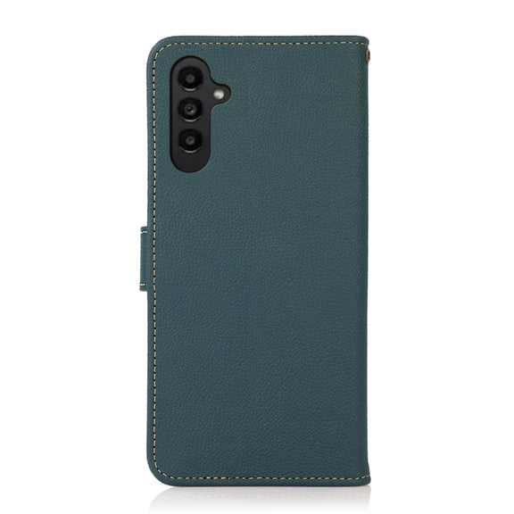 For Samsung Galaxy S24+ KHAZNEH Custer Genuine Leather RFID Phone Case(Green)