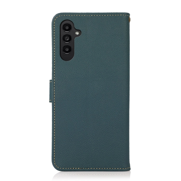 For Samsung Galaxy S24+ KHAZNEH Custer Genuine Leather RFID Phone Case(Green)