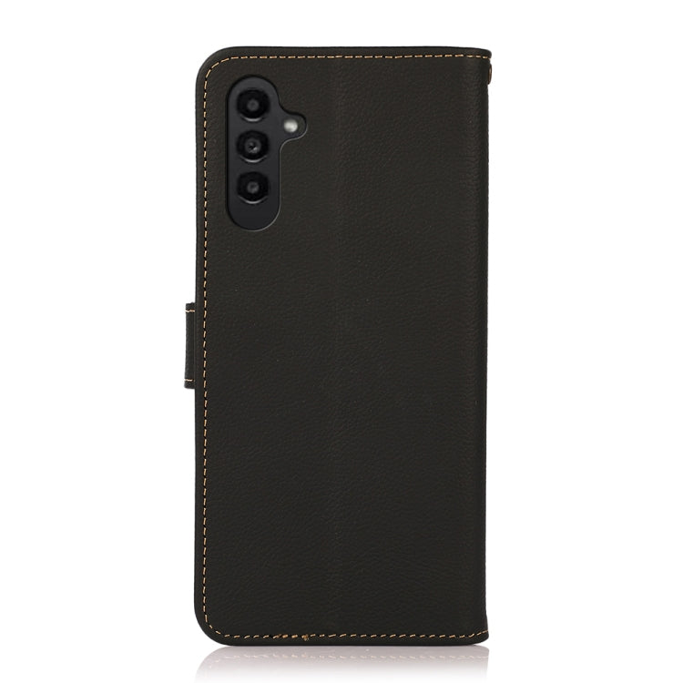 For Samsung Galaxy S24 KHAZNEH Custer Genuine Leather RFID Phone Case(Black)