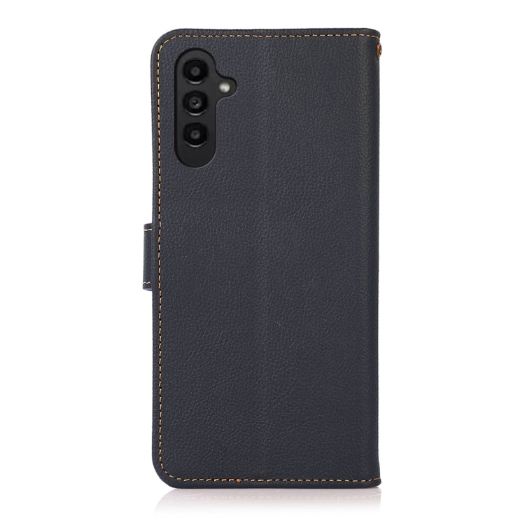 For Samsung Galaxy S24 KHAZNEH Custer Genuine Leather RFID Phone Case(Blue)