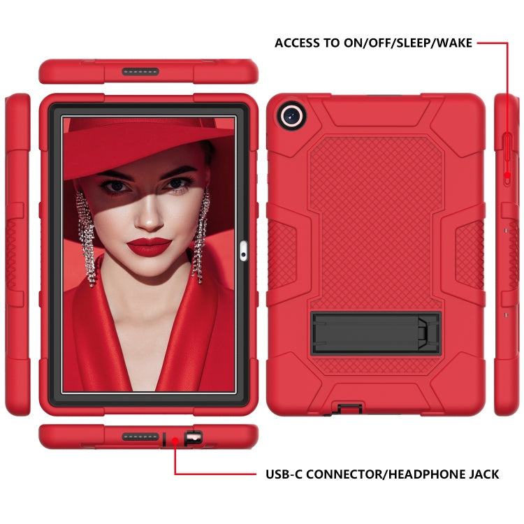 For Huawei MatePad T 10s / T10 Contrast Color Robot B3 Silicone Hybrid PC Tablet Case with Holder(Red Black)