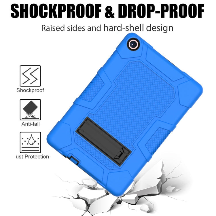 For Huawei MatePad T 10s / T10 Contrast Color Robot B3 Silicone Hybrid PC Tablet Case with Holder(Blue Black)