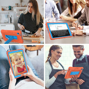 For Huawei MatePad T8 Contrast Color Robot B3 Silicone Hybrid PC Tablet Case with Holder(Orange Blue)