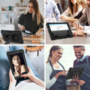 For Huawei MatePad T8 Contrast Color Robot B3 Silicone Hybrid PC Tablet Case with Holder(Black)