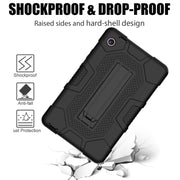 For Huawei MatePad T8 Contrast Color Robot B3 Silicone Hybrid PC Tablet Case with Holder(Black)