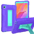 For Huawei MatePad T8 Contrast Color Robot B3 Silicone Hybrid PC Tablet Case with Holder(Purple Mint Green) - Huawei by PMC TechLife | Online Shopping South Africa | PMC TechLife | Buy Now Pay Later Mobicred