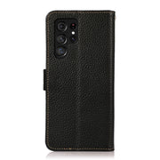 For Samsung Galaxy S24 Ultra KHAZNEH Side-Magnetic Litchi Genuine Leather RFID Phone Case(Black)
