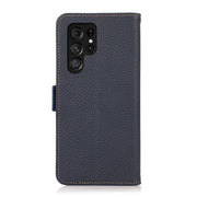 For Samsung Galaxy S24 Ultra KHAZNEH Side-Magnetic Litchi Genuine Leather RFID Phone Case(Blue)