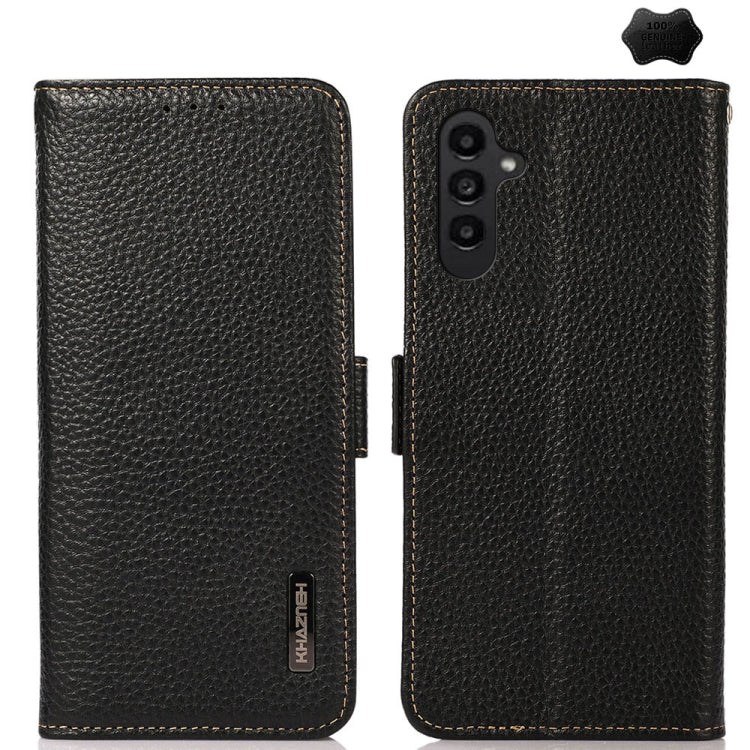 For Samsung Galaxy S24+ KHAZNEH Side-Magnetic Litchi Genuine Leather RFID Phone Case(Black)
