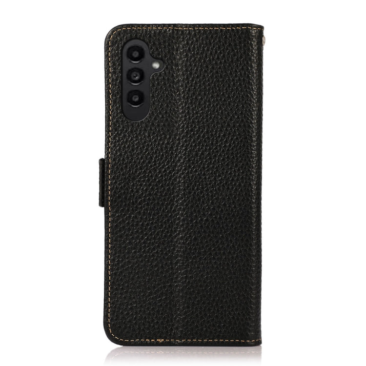 For Samsung Galaxy S24+ KHAZNEH Side-Magnetic Litchi Genuine Leather RFID Phone Case(Black)