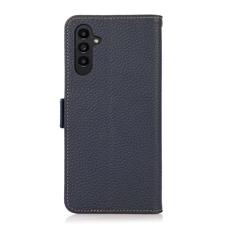 For Samsung Galaxy S24+ KHAZNEH Side-Magnetic Litchi Genuine Leather RFID Phone Case(Blue)