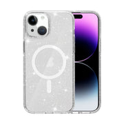 For iPhone 15 Terminator Style Glitter Powder MagSafe Magnetic Phone Case(White)