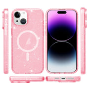 For iPhone 15 Terminator Style Glitter Powder MagSafe Magnetic Phone Case(Pink)