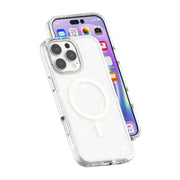 For iPhone 16 Pro Max Terminator Style Glitter Powder MagSafe Magnetic Phone Case(White)
