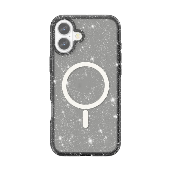 For iPhone 16 Plus Terminator Style Glitter Powder MagSafe Magnetic Phone Case(Black)