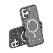 For iPhone 16 Plus Terminator Style Glitter Powder MagSafe Magnetic Phone Case(Black)