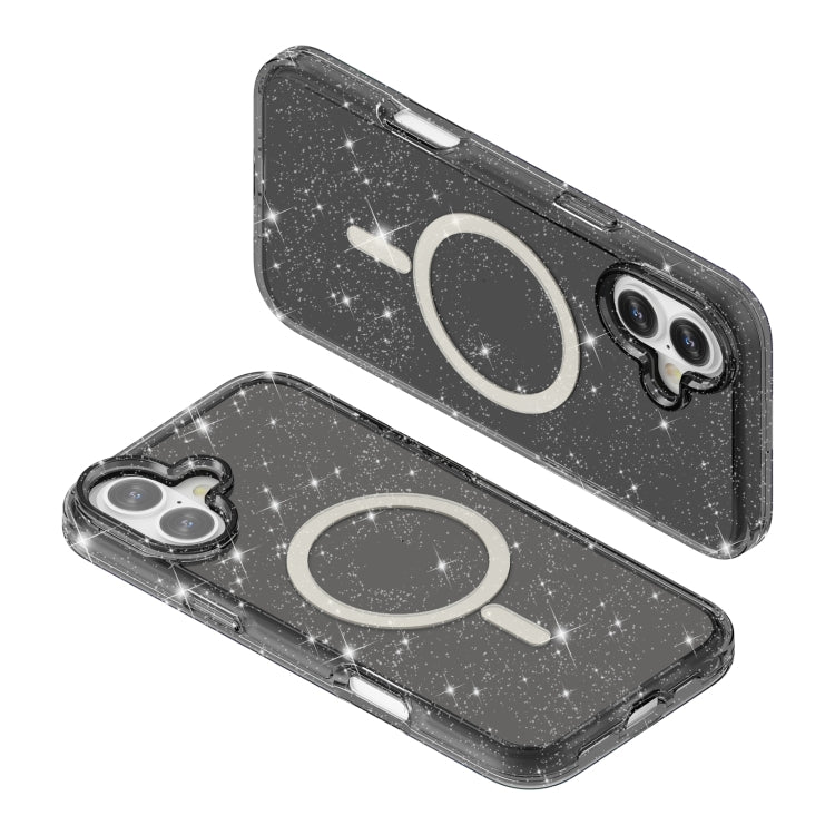 For iPhone 16 Plus Terminator Style Glitter Powder MagSafe Magnetic Phone Case(Black)