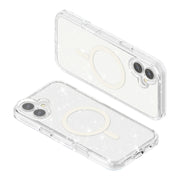 For iPhone 16 Terminator Style Glitter Powder MagSafe Magnetic Phone Case(White)