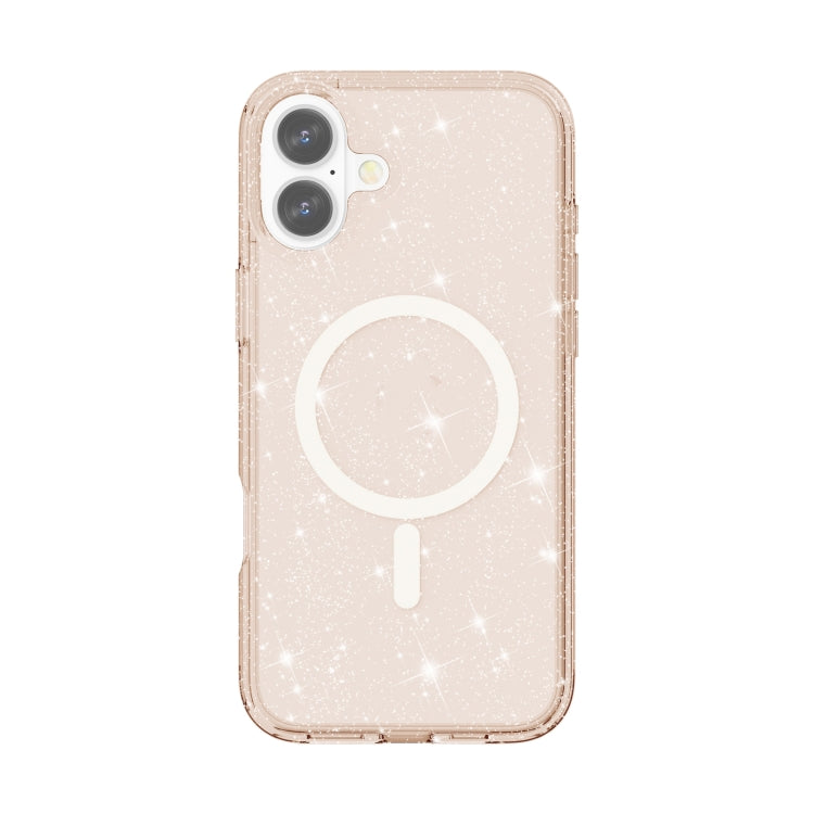 For iPhone 16 Terminator Style Glitter Powder MagSafe Magnetic Phone Case(Gold)