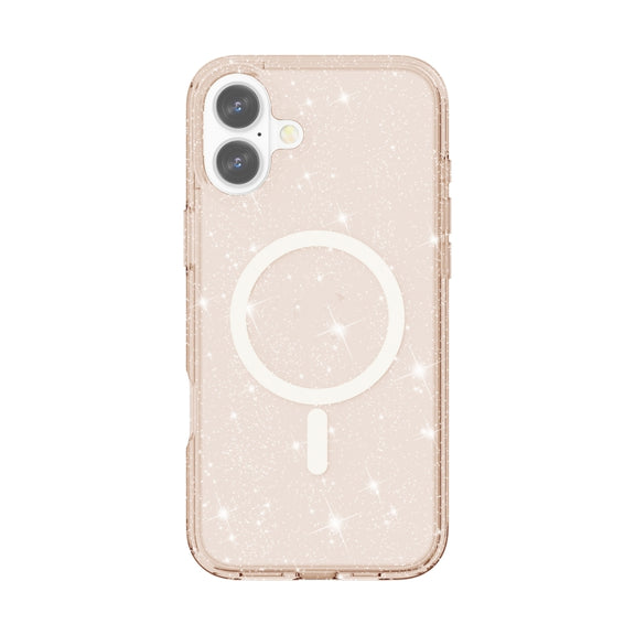 For iPhone 16 Terminator Style Glitter Powder MagSafe Magnetic Phone Case(Gold)