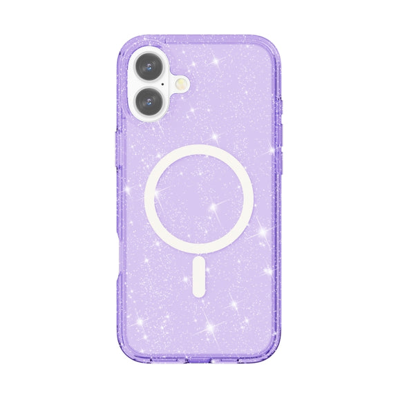 For iPhone 16 Terminator Style Glitter Powder MagSafe Magnetic Phone Case(Purple)