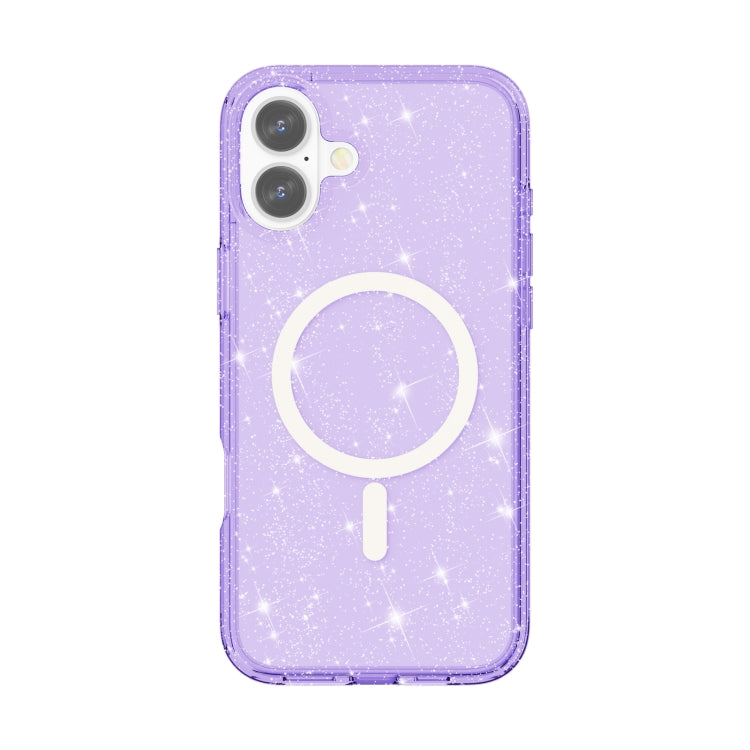For iPhone 16 Terminator Style Glitter Powder MagSafe Magnetic Phone Case(Purple)