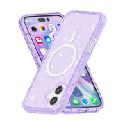 For iPhone 16 Terminator Style Glitter Powder MagSafe Magnetic Phone Case(Purple)
