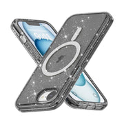 For iPhone 16e Terminator Style Glitter Powder MagSafe Magnetic Phone Case(Black)