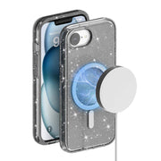 For iPhone 16e Terminator Style Glitter Powder MagSafe Magnetic Phone Case(Black)
