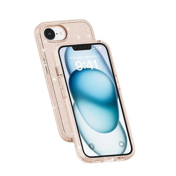 For iPhone 16e Terminator Style Glitter Powder MagSafe Magnetic Phone Case(Gold)
