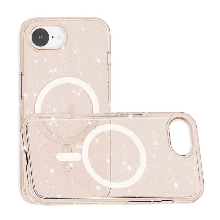 For iPhone 16e Terminator Style Glitter Powder MagSafe Magnetic Phone Case(Gold)