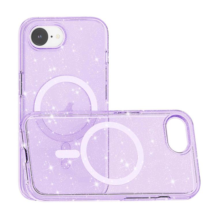 For iPhone 16e Terminator Style Glitter Powder MagSafe Magnetic Phone Case(Purple)