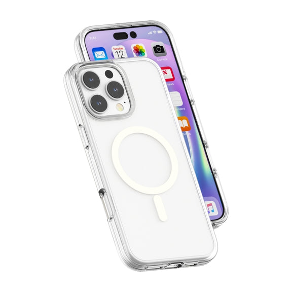 For iPhone 16 Pro Max Terminator Style Transparent MagSafe Magnetic Phone Case(Transparent)