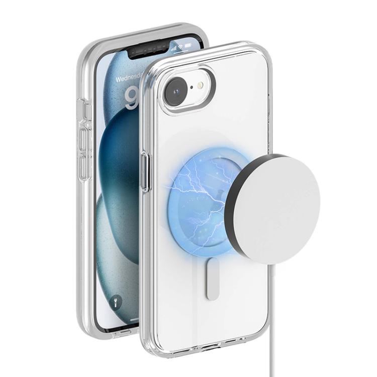 For iPhone 16e Terminator Style Transparent MagSafe Magnetic Phone Case(Transparent)