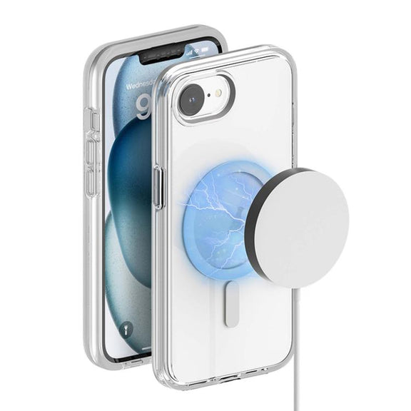 For iPhone 16e Terminator Style Transparent MagSafe Magnetic Phone Case(Transparent)